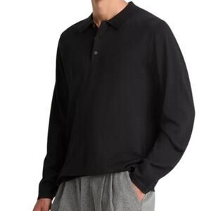 Valda by Toscano Polo Sweater Made in Italy 100% Merino Wool Men XXL 2XL Black